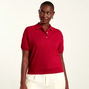NWT Everlane Women Red Oversized Polo Shirt Size S